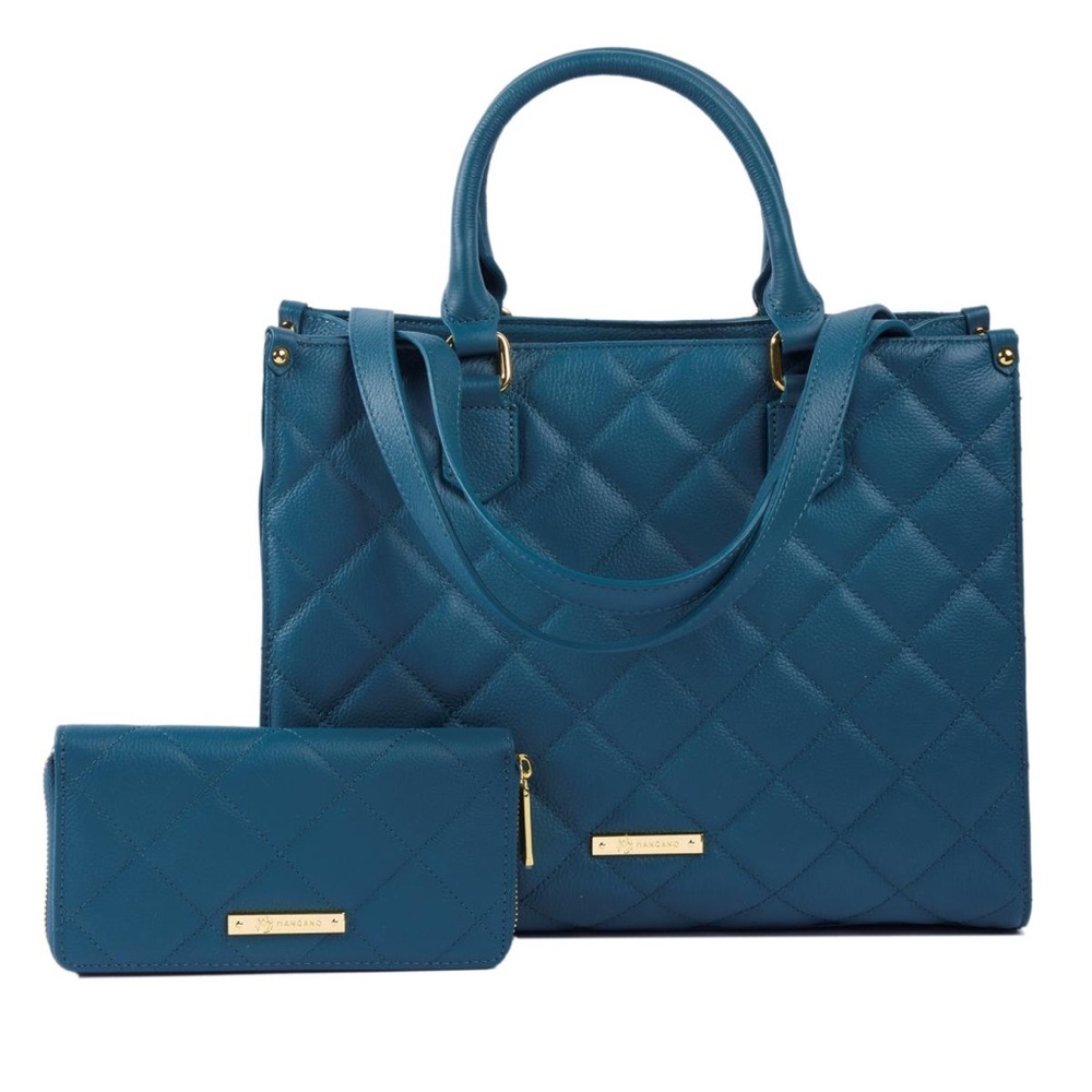 Joy First Class Luxury Leather Quilted Handbag & Clutch Wallet - brand new